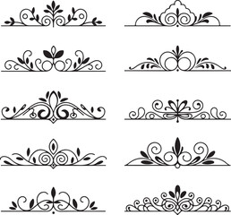 Fototapeta premium Elegant Vector Ornaments Set Flourish Decorations for Invitation Cards and Vintage Designs Creating a Refined Aesthetic