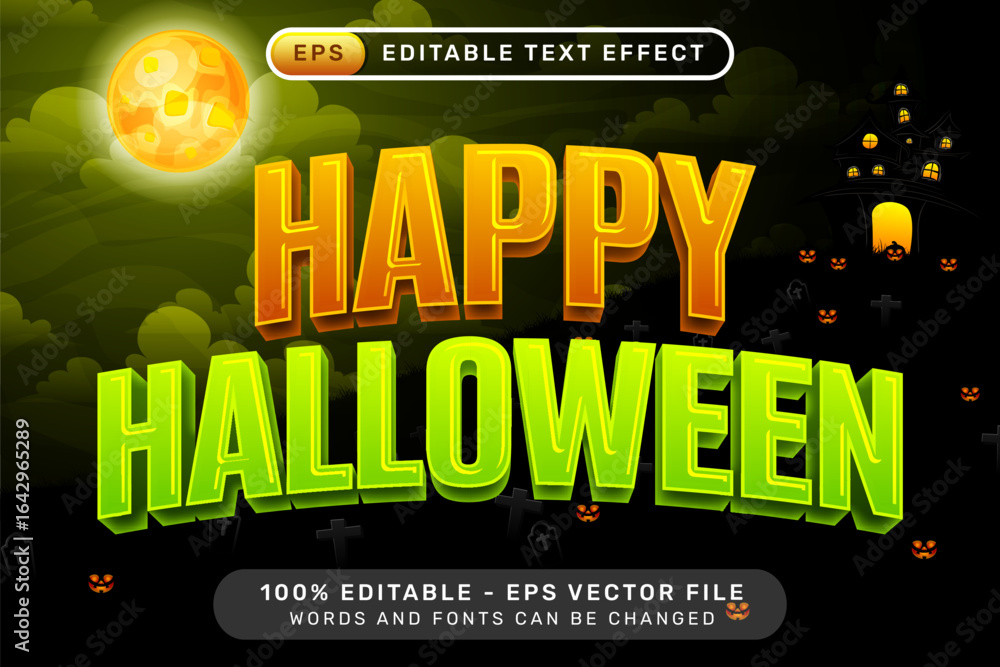 Poster happyhalloween text effect and editable text effect with halloween background