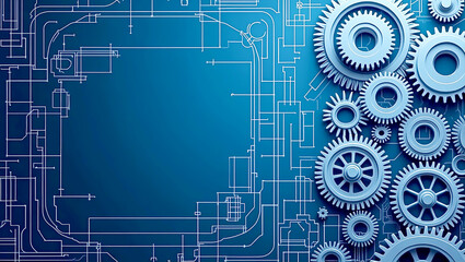 Obraz premium Abstract Blueprints with Interlocking Gears Design