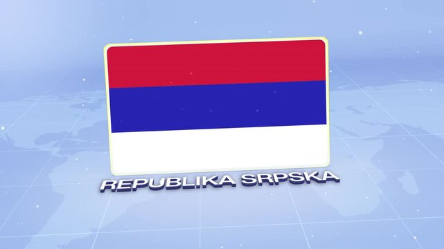 Republika Srpska National Flag Animated 3D Render with Futuristic Blue Background
