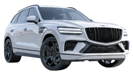 Modern luxury family SUV isolated on transparent background — high-resolution realistic PNG cutout with clean edges for easy compositing in automotive mockups, e-commerce, posters, and web graphics