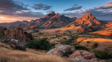 Naklejka premium Rocky Mountain Sunset Scenery