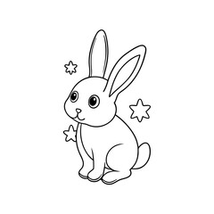 Fototapeta premium Happy Printable Bunny Jumping in Puddles for Kids