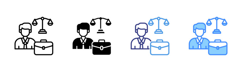 Attorney icon set multiple style collection