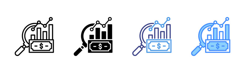 Analysis icon set multiple style collection