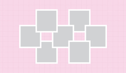Pictures or photos frame collage, page grid layout abstract photo frames and digital photo wall template