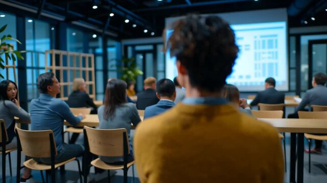 Wide cinematic shot of a young Asian team engaged in discussion during a collaborative meeting