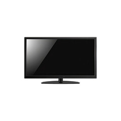 Fototapeta premium Modern Black TV Screen with Sleek Flat Panel Design and High Definition Display Isolated on White Background
