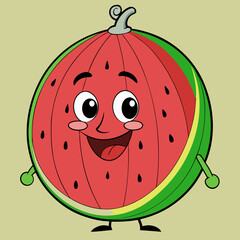 Obraz premium Cartoon watermelon character summer fruit food