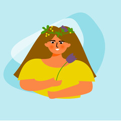 Girl self love illustration character vector. Love your self and body clip art and stickers.