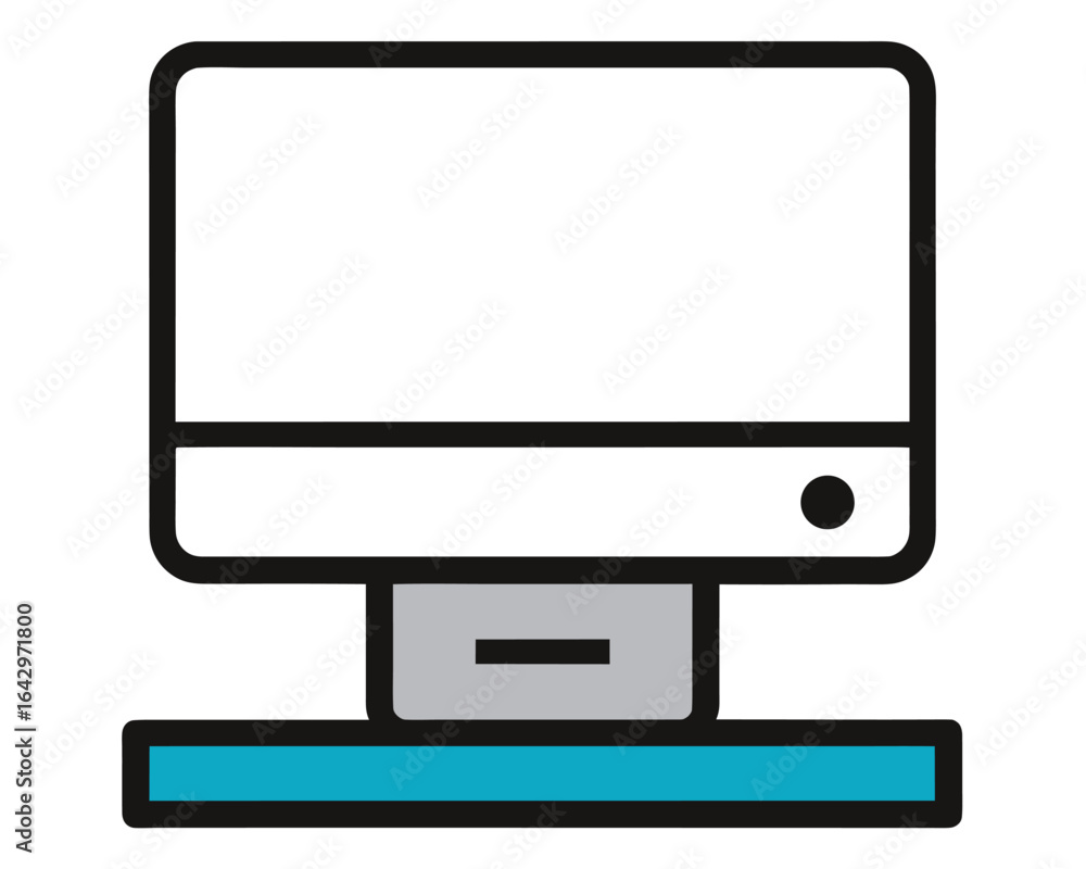 Poster a computer monitor is isolated on white background in a vector illustration