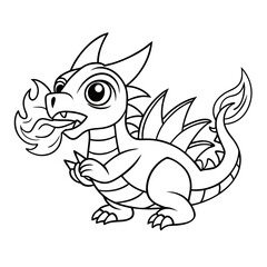 Obraz premium Black Outline Printable Dragon Chasing Butterflies