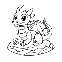 Obraz premium Printable dragon swimming in a pond outline