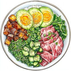 Delicious and Healthy Tuna Poke Bowl with Fresh Ingredients.