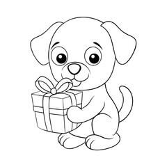 Obraz premium black outline printable puppy wearing party hat