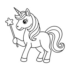 Naklejka premium black outline printable unicorn wearing a flower crown