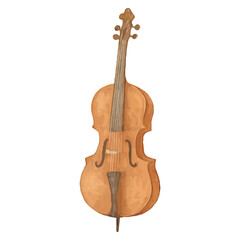 Obraz premium Cello Illustration – Hand-Drawn Classical Bass String Instrument with Curved Body and F-Holes