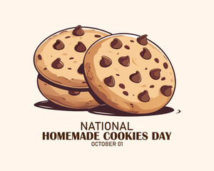 National Homemade Cookies Day vector illustration. Sweet round cookies with chocolate icon vector. October 01.