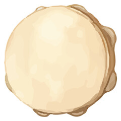 Tambourine Illustration – Hand-Drawn Percussion Instrument with Jingles and Circular Frame