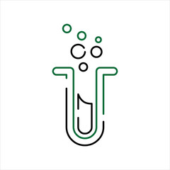 Test Tube with Bubbling Green Liquid and Outline 