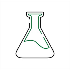 Erlenmeyer Conical Flask with Green Liquid Outline 