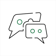 Green Circle and Black Outline Communication Chat Bubbles Icon 