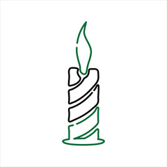 Green Flame and Black Outline Wavy Candle Icon