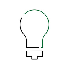 Green and Black Outline Lightbulb Icon