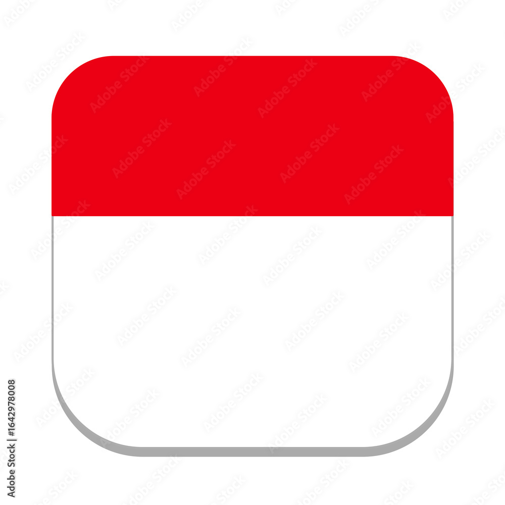 Poster minimal rounded square icon template, top half solid red and bottom half white, simple flat design, 