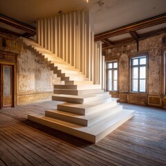 Modern staircase in a historical interior
