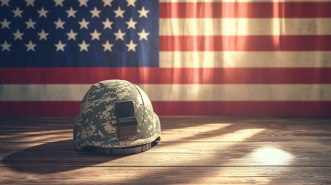 Memorial day american flag military helmet veterans day remembrance