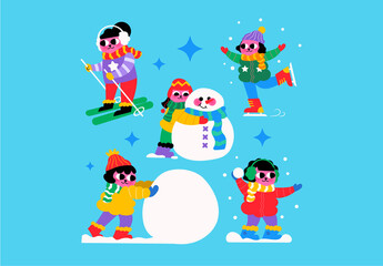 White Quirky Winter Activity Asset Illustration