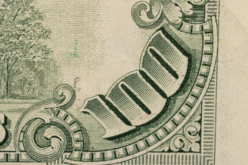 100 old US dollars , details of authentic paper money with a face value of one hundred dollars close up