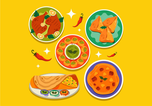 Yellow Flat Design Indian Food Asset Illustration