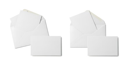 Two blank white cards and envelopes isolated on white background