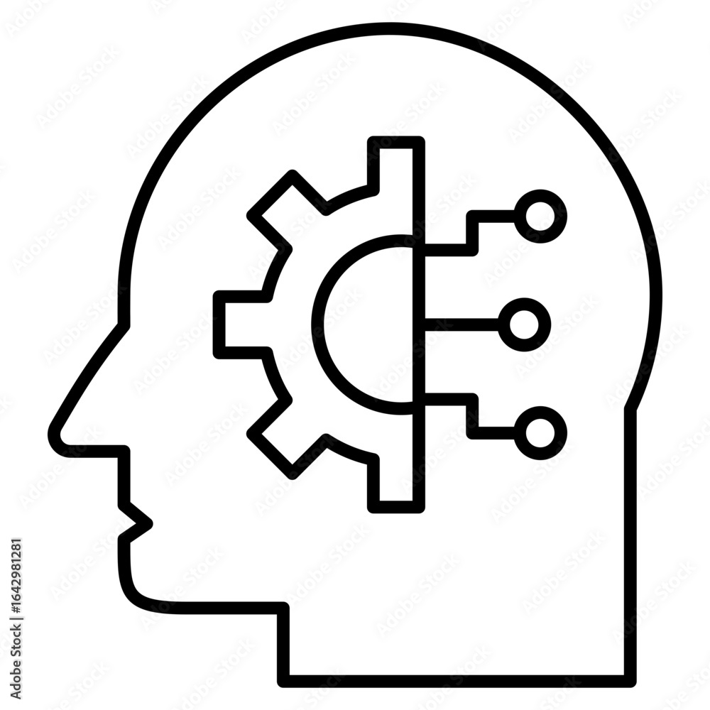 Poster tech mind icon element for design