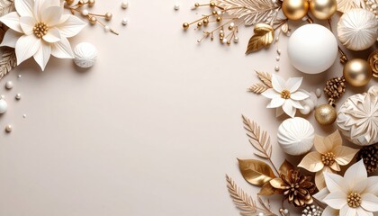 Elegant floral arrangement with gold accents for holiday celebrations studio setting decorative art soft lighting festive atmosphere