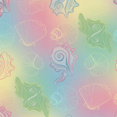 Whimsical Gradient Seashell Textile Print