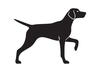 Elegant Black Silhouette of a German Shorthaired Pointer Dog, Profile View.