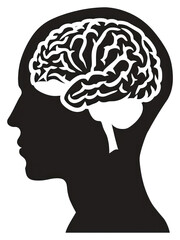 Obraz premium PNG Brain silhouette clip art white background intelligence headshot.