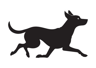 Dynamic Black Silhouette of a Running Dog:  Vector Graphic, Energetic, and Bold.