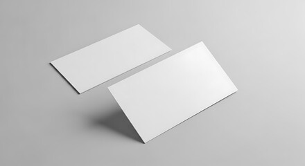 Two blank white business cards on a gray background