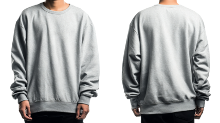 Ash grey pullover hoodie long sleeve sweatshirt isolated cutout on transparent background, high-resolution PNG-style mockup for apparel design, e-commerce product listings, and branding