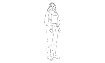 Minimalist Line Art of a Standing Person – Casual Pose Outline Illustration