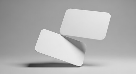 Two blank white rounded corner cards floating on a gray background