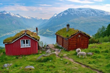 Rakssetra rural hiking area, Nordfjord view, Loen Norway