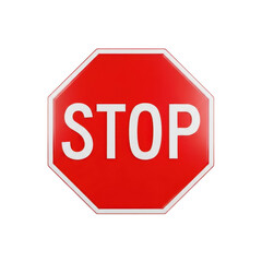 Red stop sign isolated on transparent background