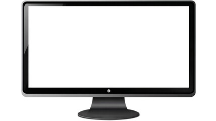 Realistic computer monitor mockup &mdash; silver desktop display with slim bezel, blank screen template, front view isolated on white, high-resolution PNG cutout with transparent background