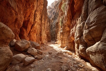 Sun-drenched canyon path (2)