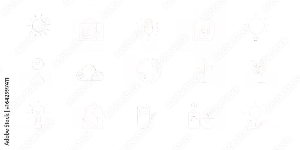 Poster collection of hand drawn white icons representing various objects and concepts isolated on transpare